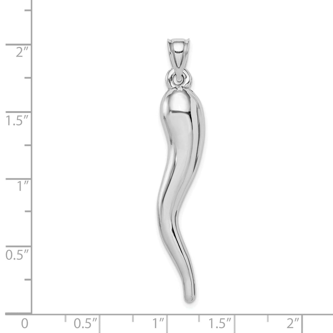 Lovely Rita's Pendants & Charms 14k White Gold Hollow Polished Finish 3D Men's Italian Horn Charm Pendant