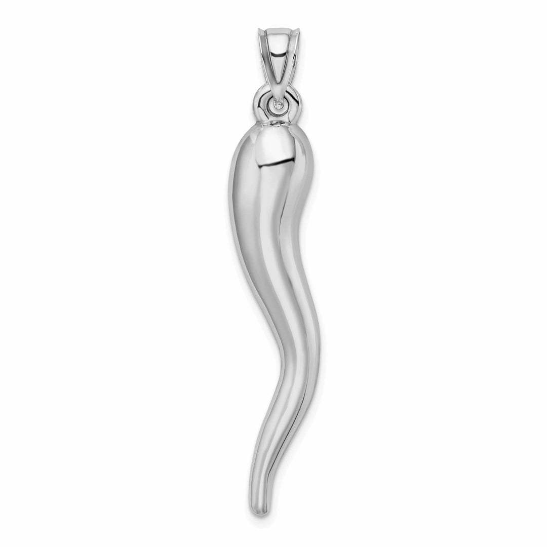 Lovely Rita's Pendants & Charms 14k White Gold Hollow Polished Finish 3D Men's Italian Horn Charm Pendant