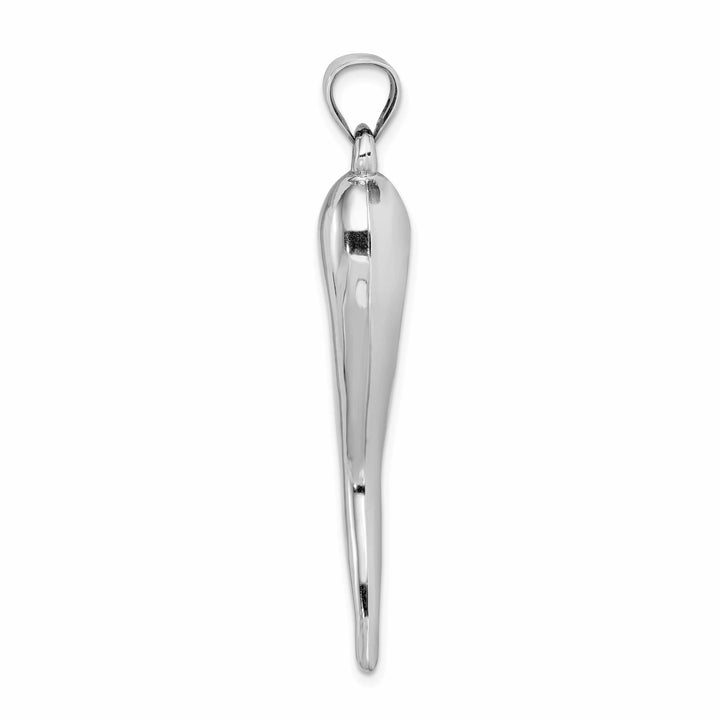 Lovely Rita's Pendants & Charms 14k White Gold Hollow Polished Finish 3D Men's Italian Horn Charm Pendant