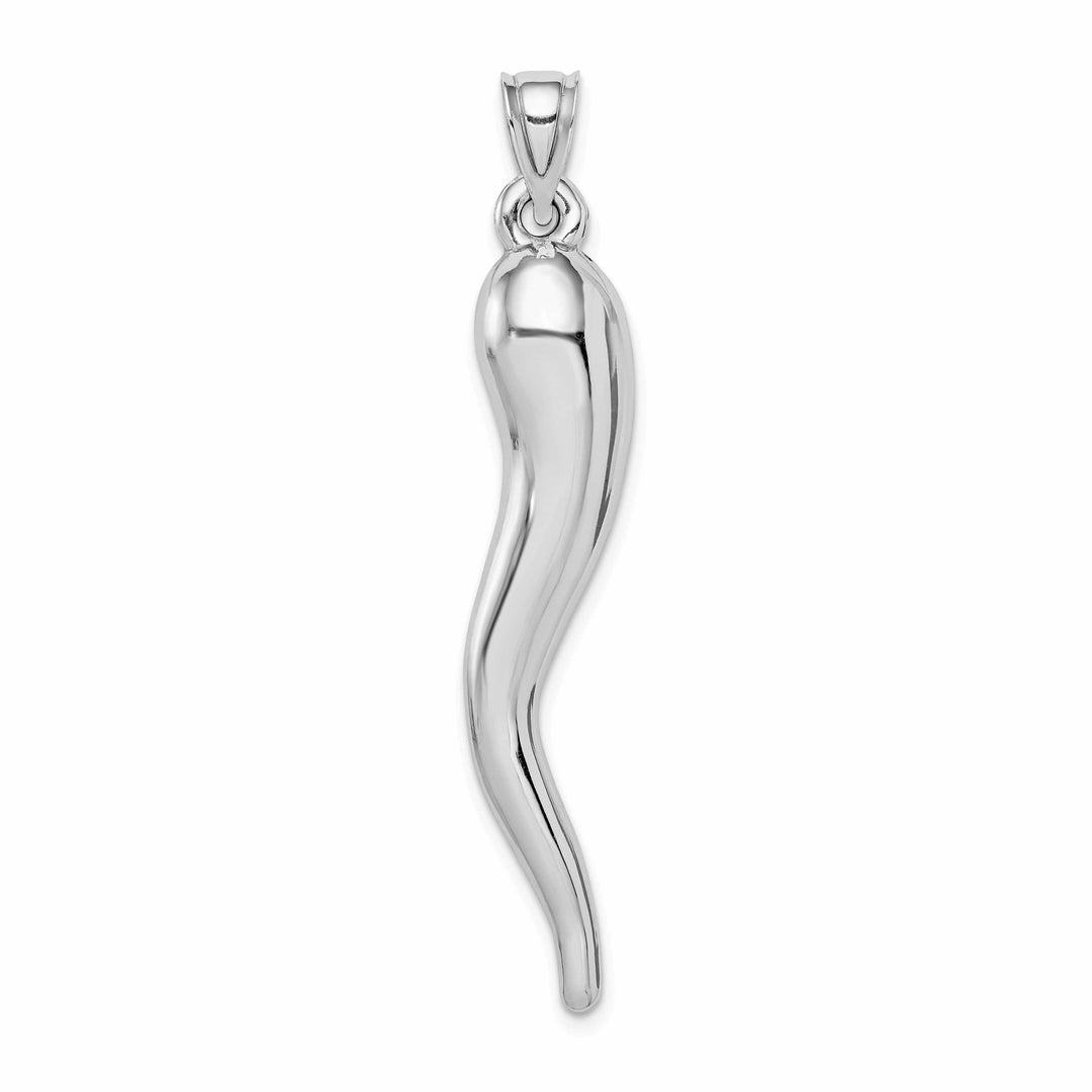Lovely Rita's Pendants & Charms 14k White Gold Hollow Polished Finish 3D Men's Italian Horn Charm Pendant