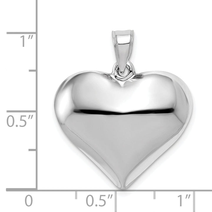 Lovely Rita's Pendants & Charms 14K White Gold Hollow Polished Finish Women's 3 Dimensional Medium Size Puff Heart Shape Charm Pendant