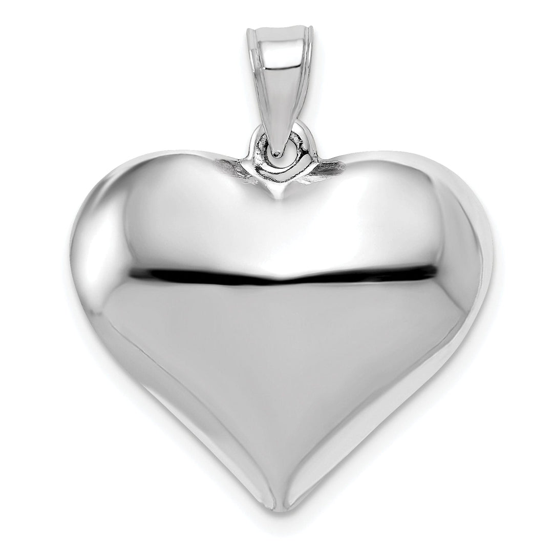 Lovely Rita's Pendants & Charms 14K White Gold Hollow Polished Finish Women's 3 Dimensional Medium Size Puff Heart Shape Charm Pendant