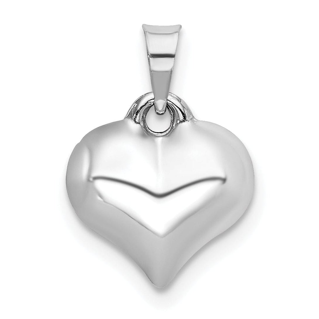 Lovely Rita's Pendants & Charms 14K White Gold Hollow Polished Finish3 D Small Puff Heart Shape Pendant