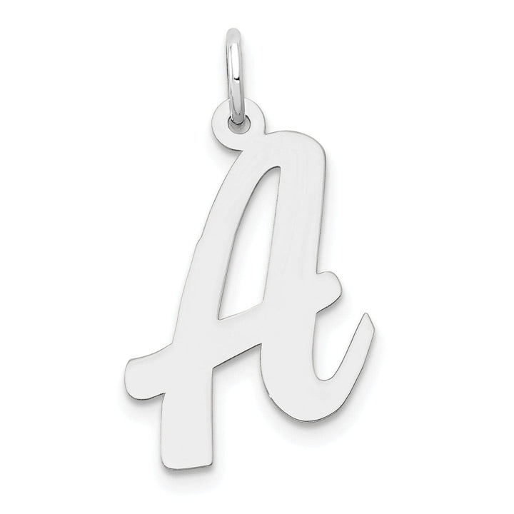 Lovely Rita's Pendants & Charms 14K White Gold Large Size Fancy Script Design Letter A Initial Pendant