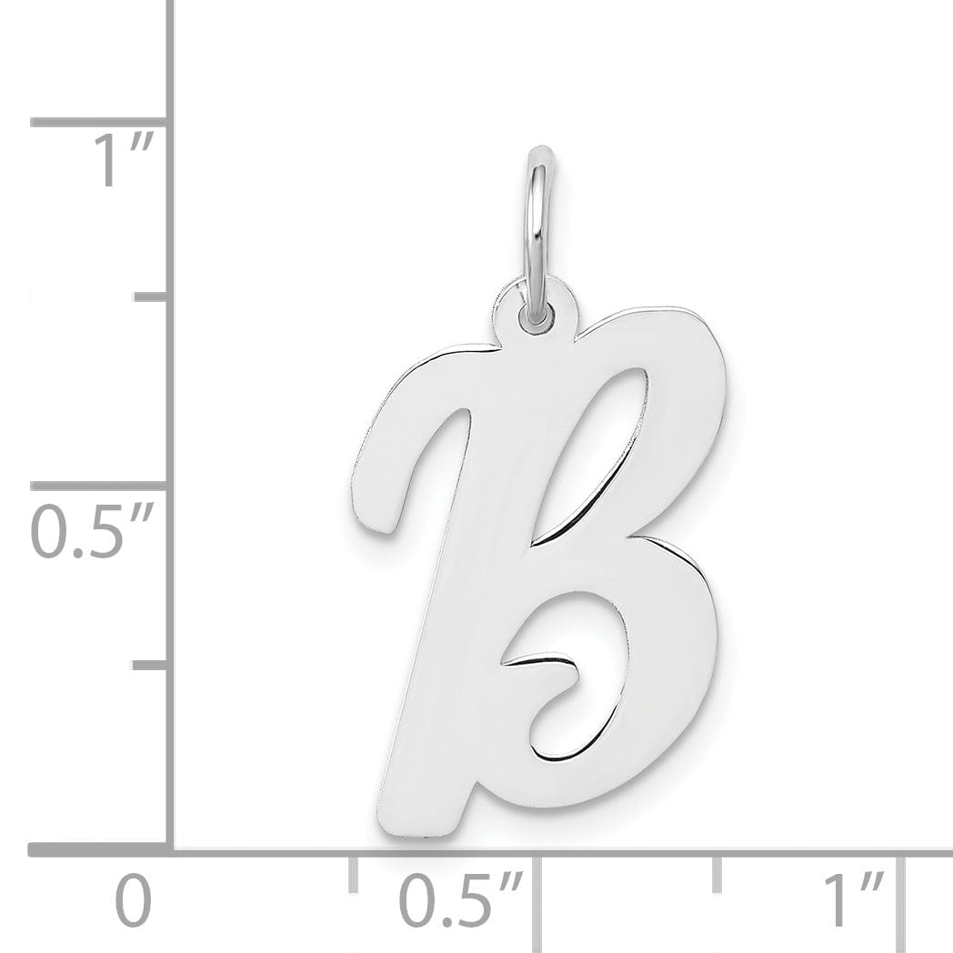 Lovely Rita's Pendants & Charms 14K White Gold Large Size Fancy Script Design Letter B Initial Pendant