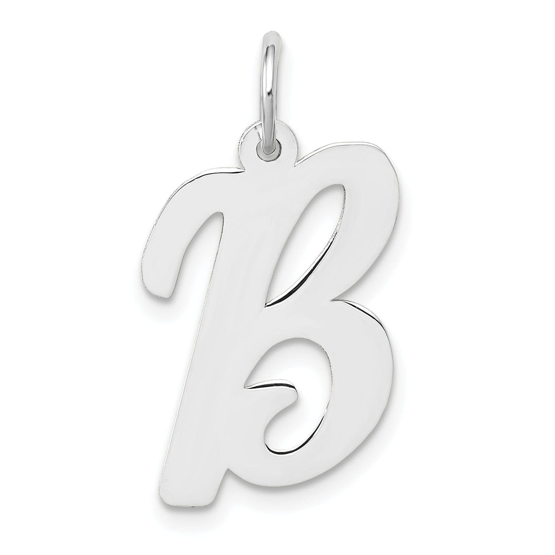 Lovely Rita's Pendants & Charms 14K White Gold Large Size Fancy Script Design Letter B Initial Pendant