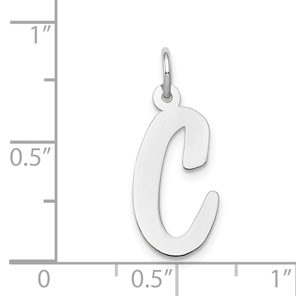 Lovely Rita's Pendants & Charms 14K White Gold Large Size Fancy Script Design Letter C Initial Pendant