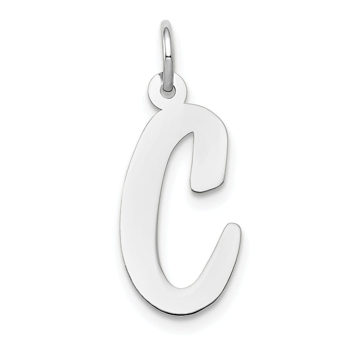 Lovely Rita's Pendants & Charms 14K White Gold Large Size Fancy Script Design Letter C Initial Pendant