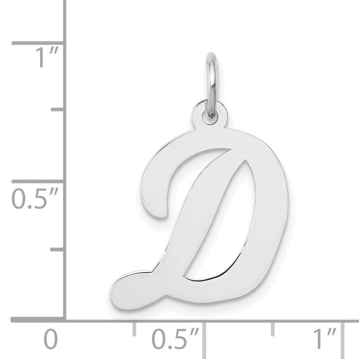 Lovely Rita's Pendants & Charms 14K White Gold Large Size Fancy Script Design Letter D Initial Pendant