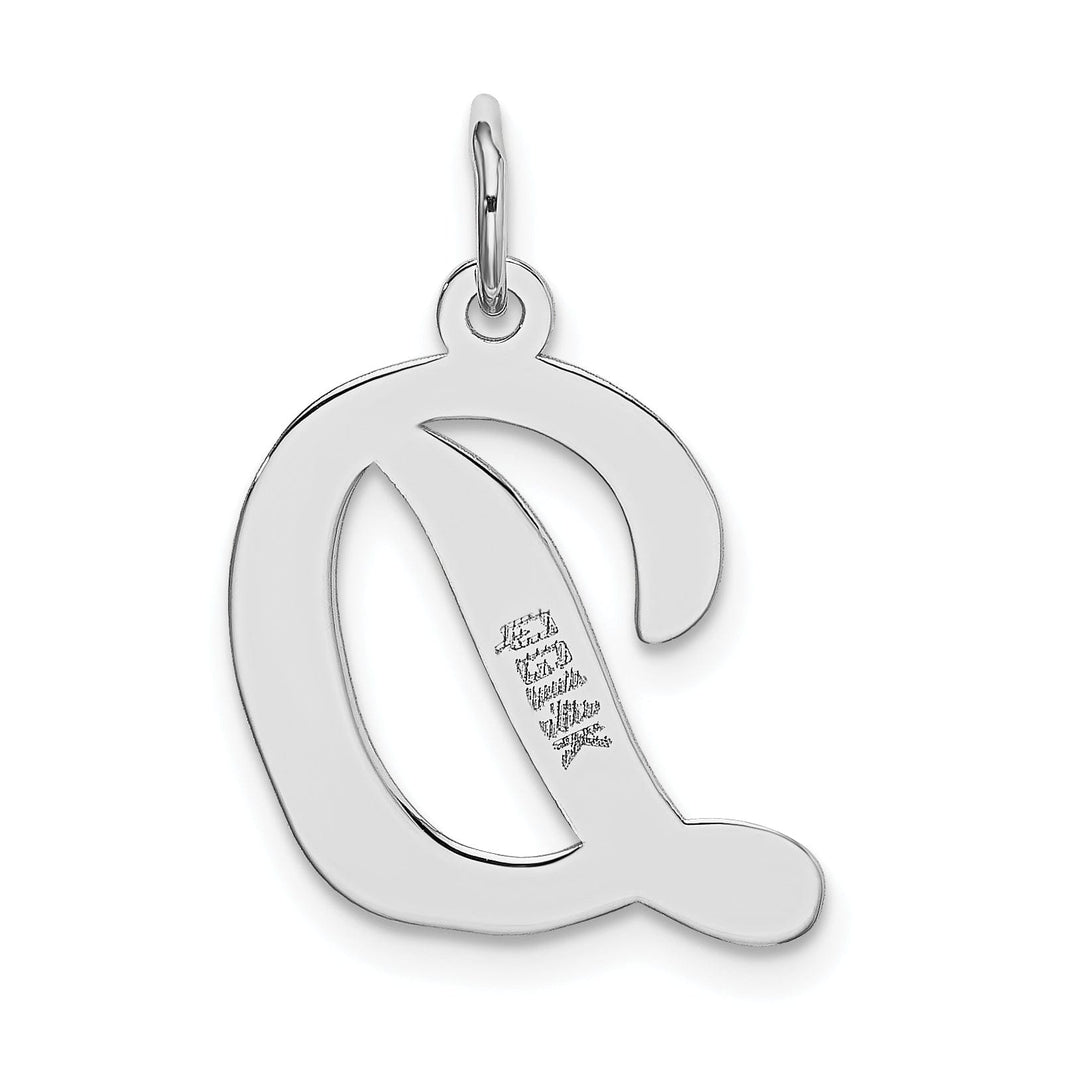 Lovely Rita's Pendants & Charms 14K White Gold Large Size Fancy Script Design Letter D Initial Pendant