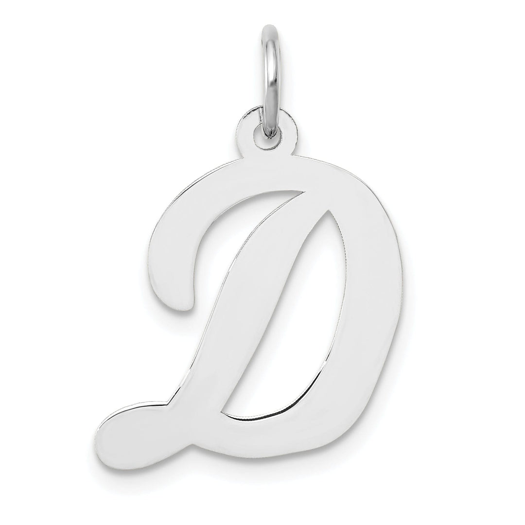 Lovely Rita's Pendants & Charms 14K White Gold Large Size Fancy Script Design Letter D Initial Pendant
