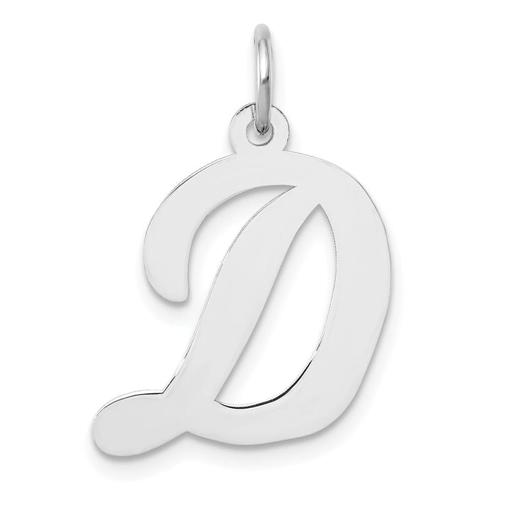 Lovely Rita's Pendants & Charms 14K White Gold Large Size Fancy Script Design Letter D Initial Pendant