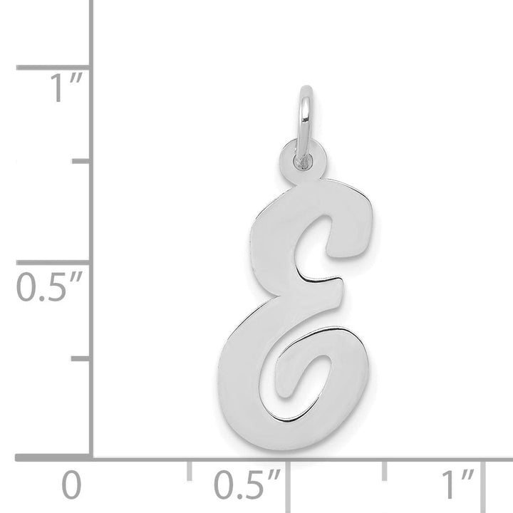 Lovely Rita's Pendants & Charms 14K White Gold Large Size Fancy Script Design Letter E Initial Pendant