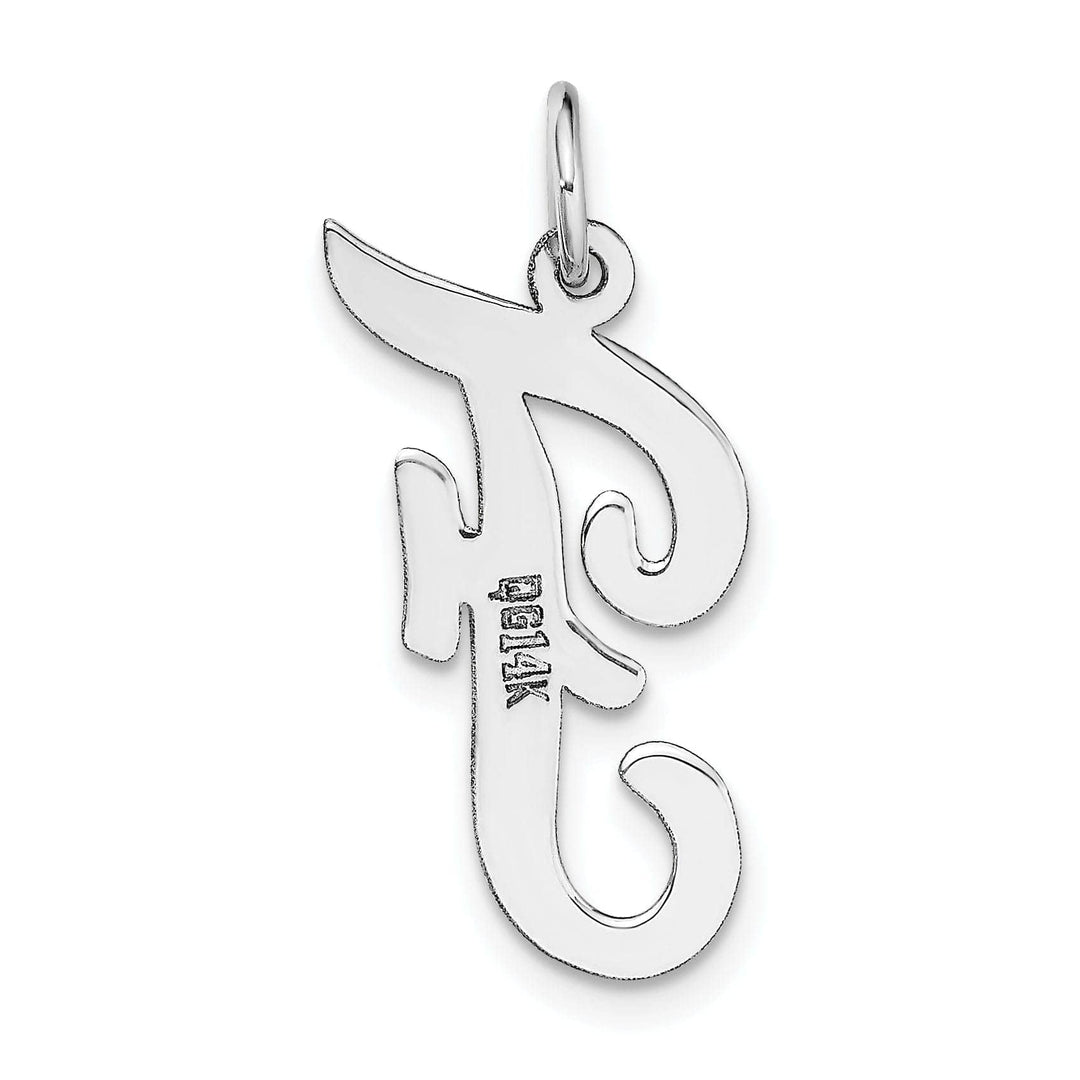 Lovely Rita's Pendants & Charms 14K White Gold Large Size Fancy Script Design Letter F Initial Pendant