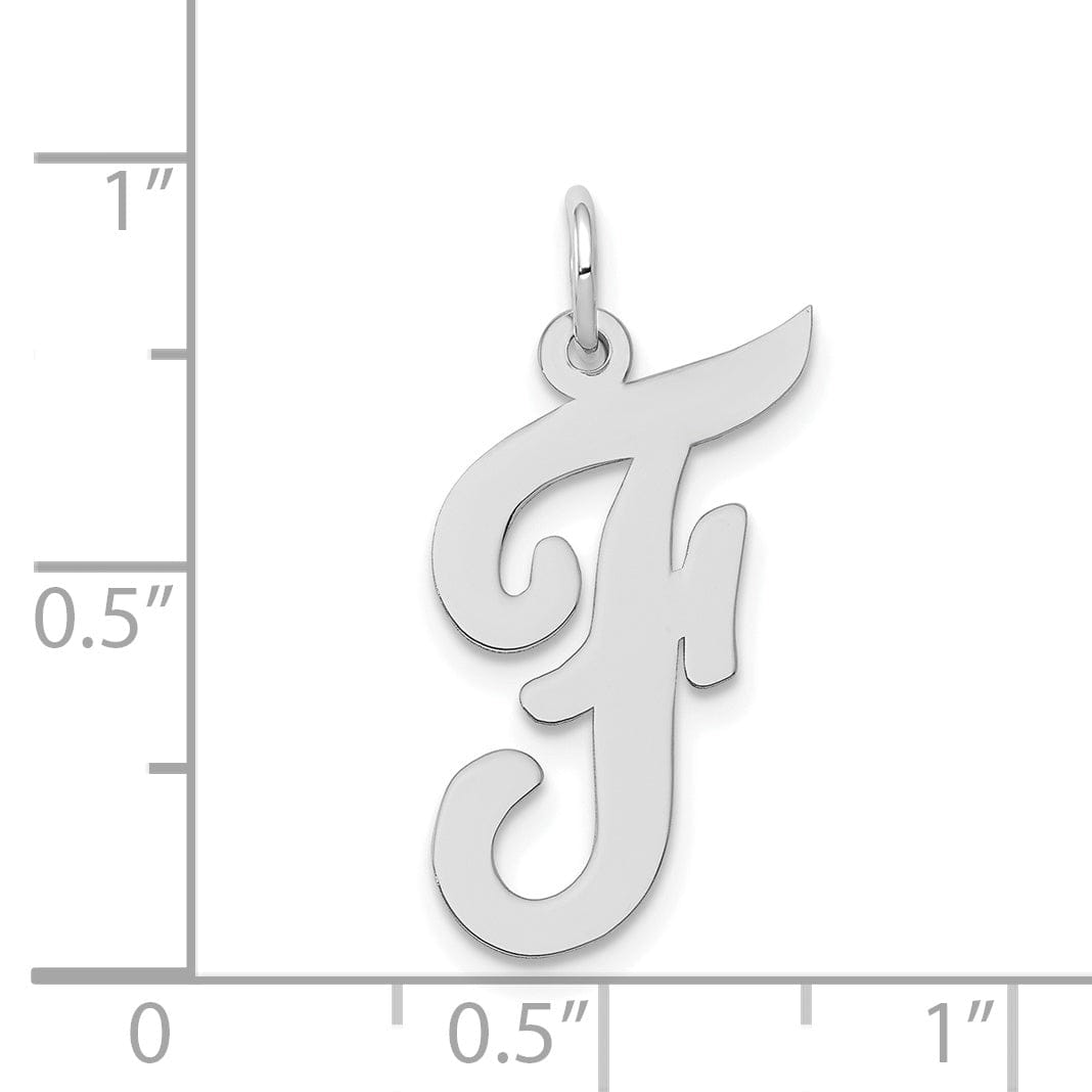 Lovely Rita's Pendants & Charms 14K White Gold Large Size Fancy Script Design Letter F Initial Pendant