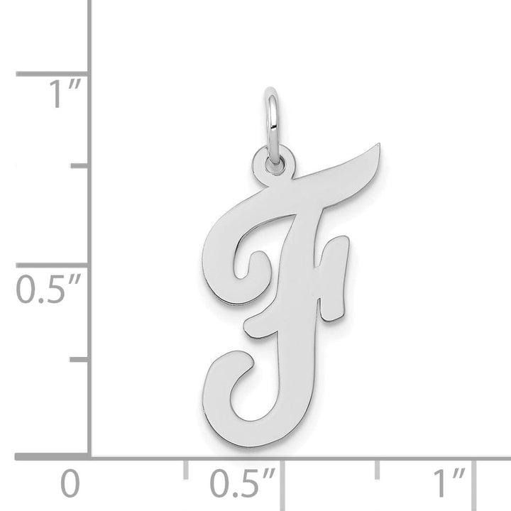 Lovely Rita's Pendants & Charms 14K White Gold Large Size Fancy Script Design Letter F Initial Pendant