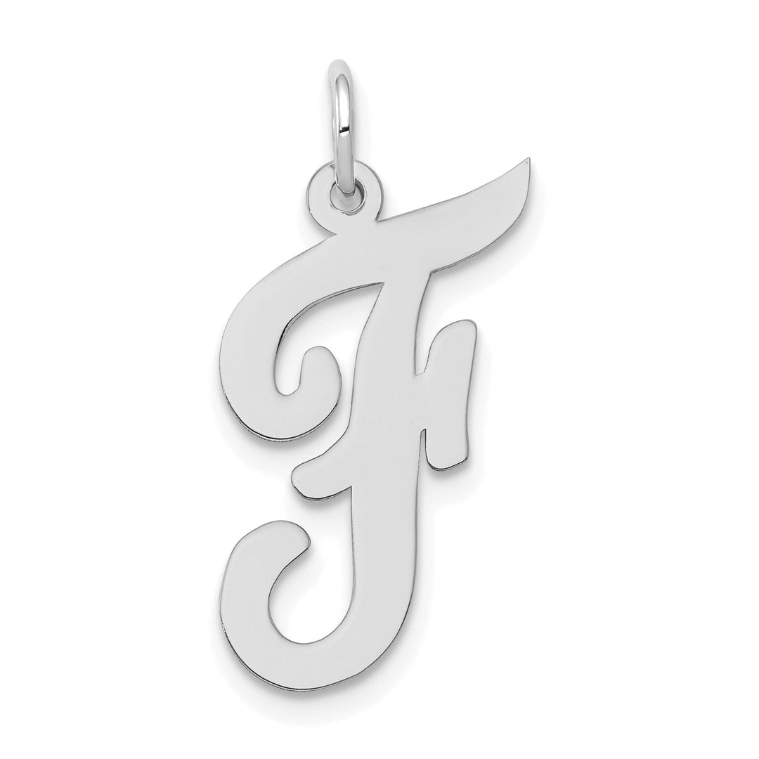 Lovely Rita's Pendants & Charms 14K White Gold Large Size Fancy Script Design Letter F Initial Pendant