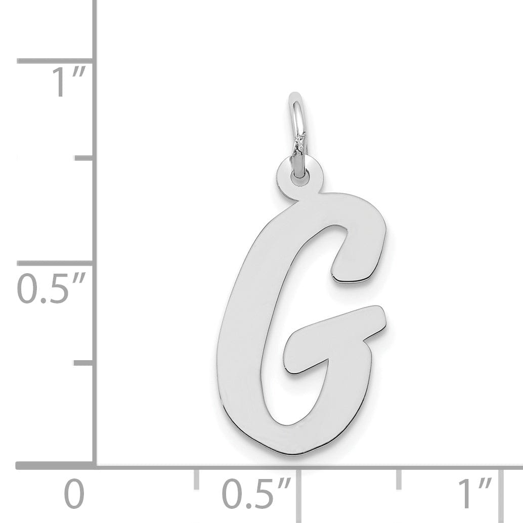 Lovely Rita's Pendants & Charms 14K White Gold Large Size Fancy Script Design Letter G Initial Pendant