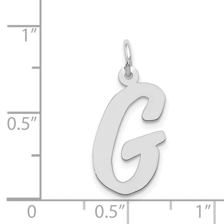 Lovely Rita's Pendants & Charms 14K White Gold Large Size Fancy Script Design Letter G Initial Pendant