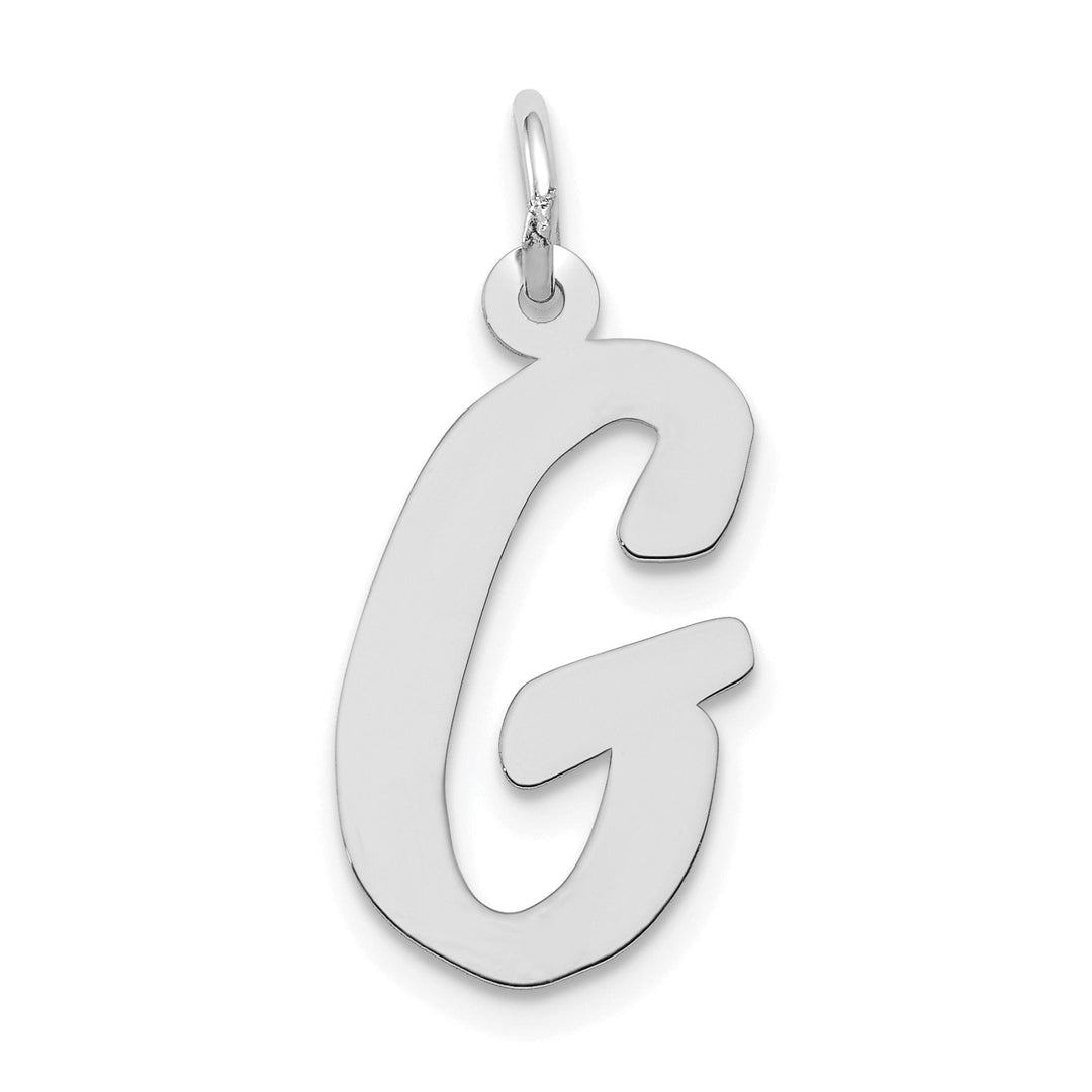 Lovely Rita's Pendants & Charms 14K White Gold Large Size Fancy Script Design Letter G Initial Pendant