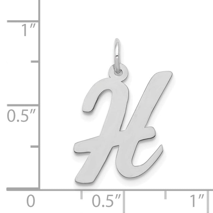 Lovely Rita's Pendants & Charms 14K White Gold Large Size Fancy Script Design Letter H Initial Pendant