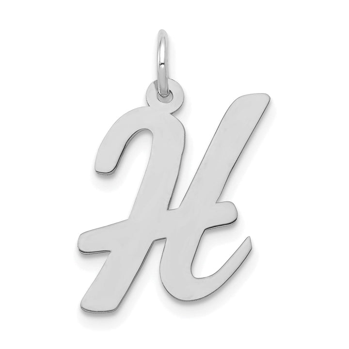 Lovely Rita's Pendants & Charms 14K White Gold Large Size Fancy Script Design Letter H Initial Pendant