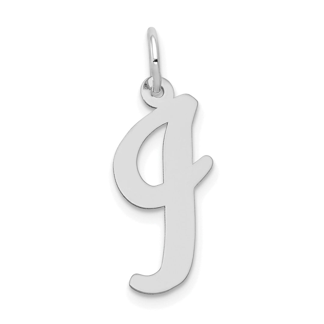 Lovely Rita's Pendants & Charms 14K White Gold Large Size Fancy Script Design Letter I Initial Pendant