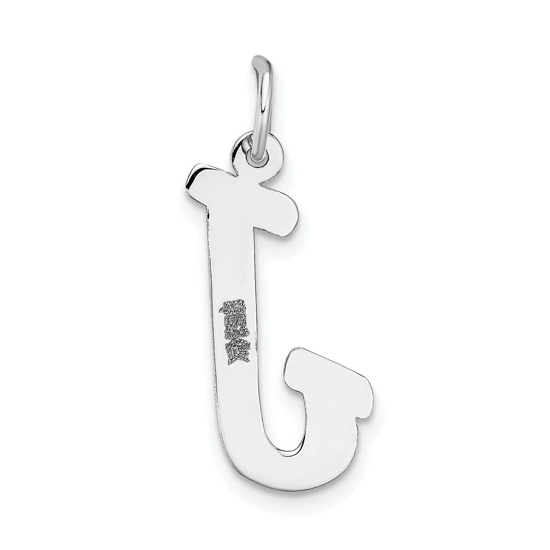Lovely Rita's Pendants & Charms 14K White Gold Large Size Fancy Script Design Letter J Initial Pendant