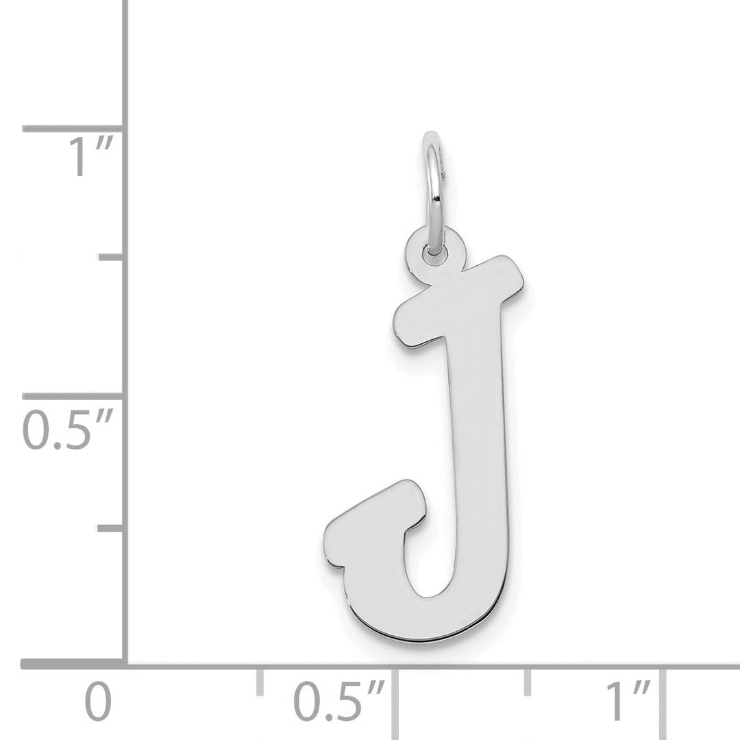 Lovely Rita's Pendants & Charms 14K White Gold Large Size Fancy Script Design Letter J Initial Pendant