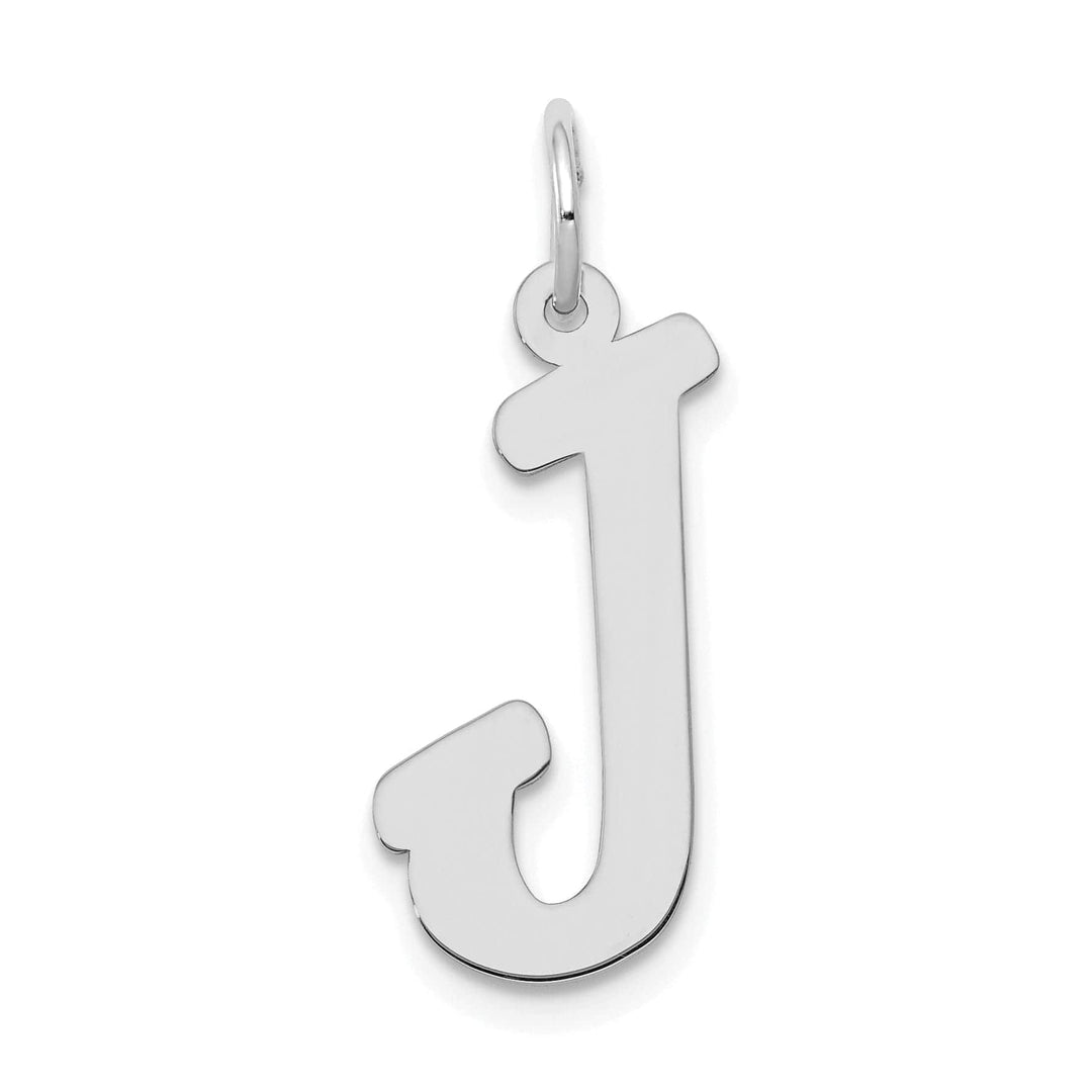 Lovely Rita's Pendants & Charms 14K White Gold Large Size Fancy Script Design Letter J Initial Pendant