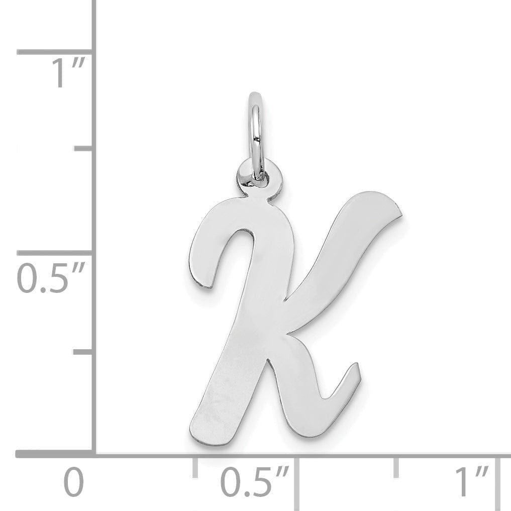 Lovely Rita's Pendants & Charms 14K White Gold Large Size Fancy Script Design Letter K Initial Pendant