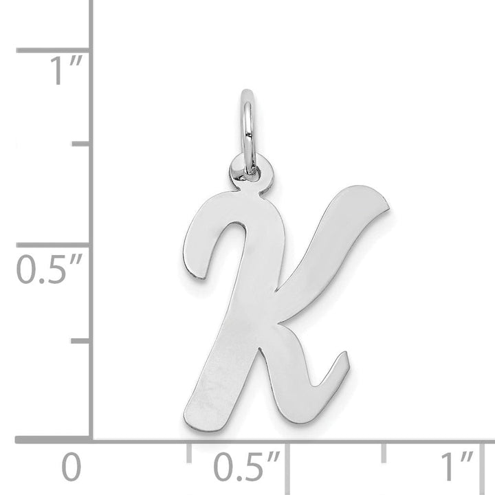 Lovely Rita's Pendants & Charms 14K White Gold Large Size Fancy Script Design Letter K Initial Pendant