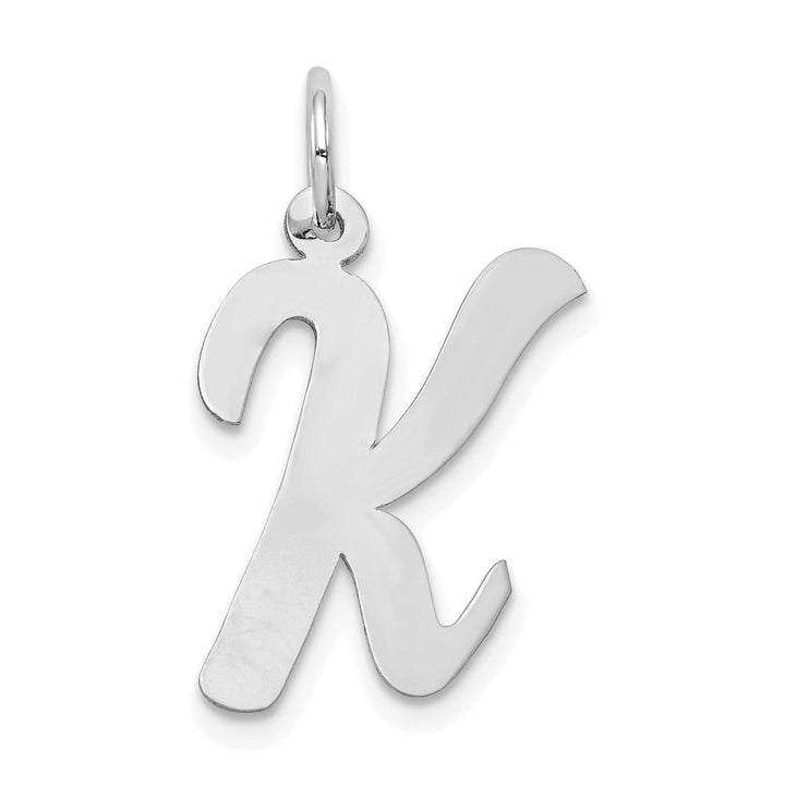Lovely Rita's Pendants & Charms 14K White Gold Large Size Fancy Script Design Letter K Initial Pendant