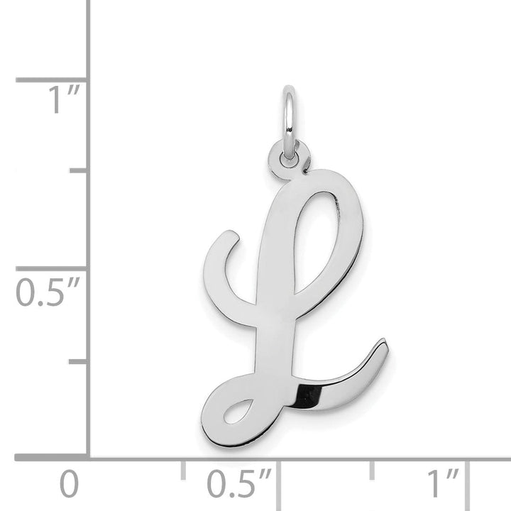 Lovely Rita's Pendants & Charms 14K White Gold Large Size Fancy Script Design Letter L Initial Pendant