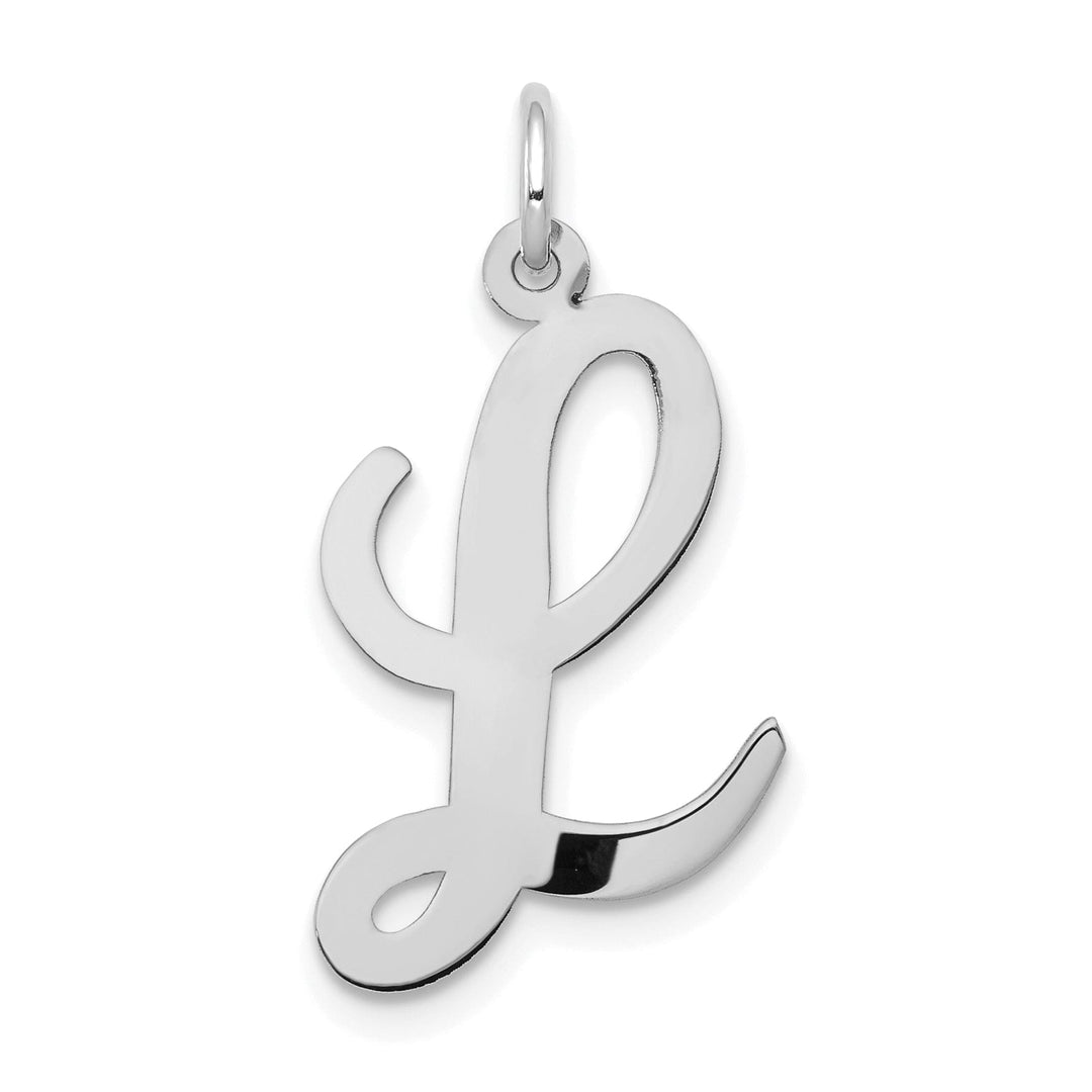 Lovely Rita's Pendants & Charms 14K White Gold Large Size Fancy Script Design Letter L Initial Pendant
