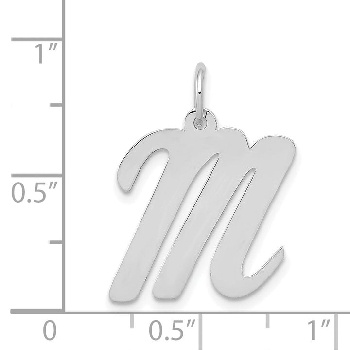 Lovely Rita's Pendants & Charms 14K White Gold Large Size Fancy Script Design Letter M Initial Pendant