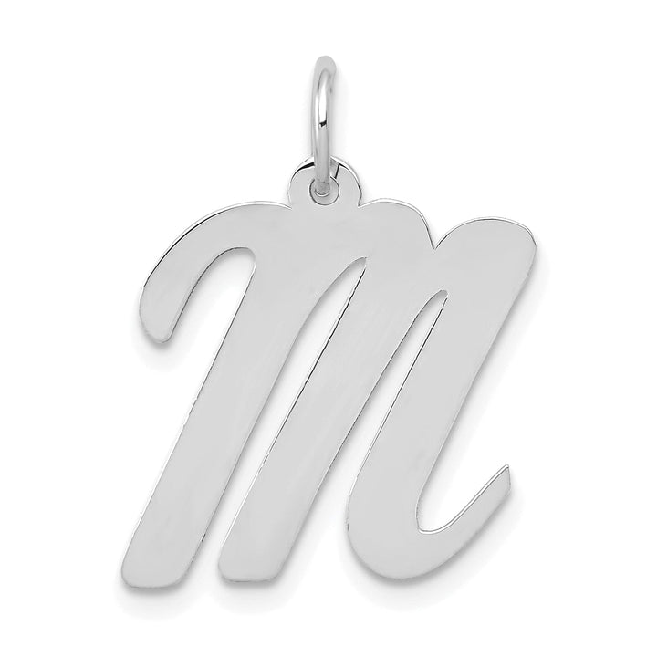 Lovely Rita's Pendants & Charms 14K White Gold Large Size Fancy Script Design Letter M Initial Pendant