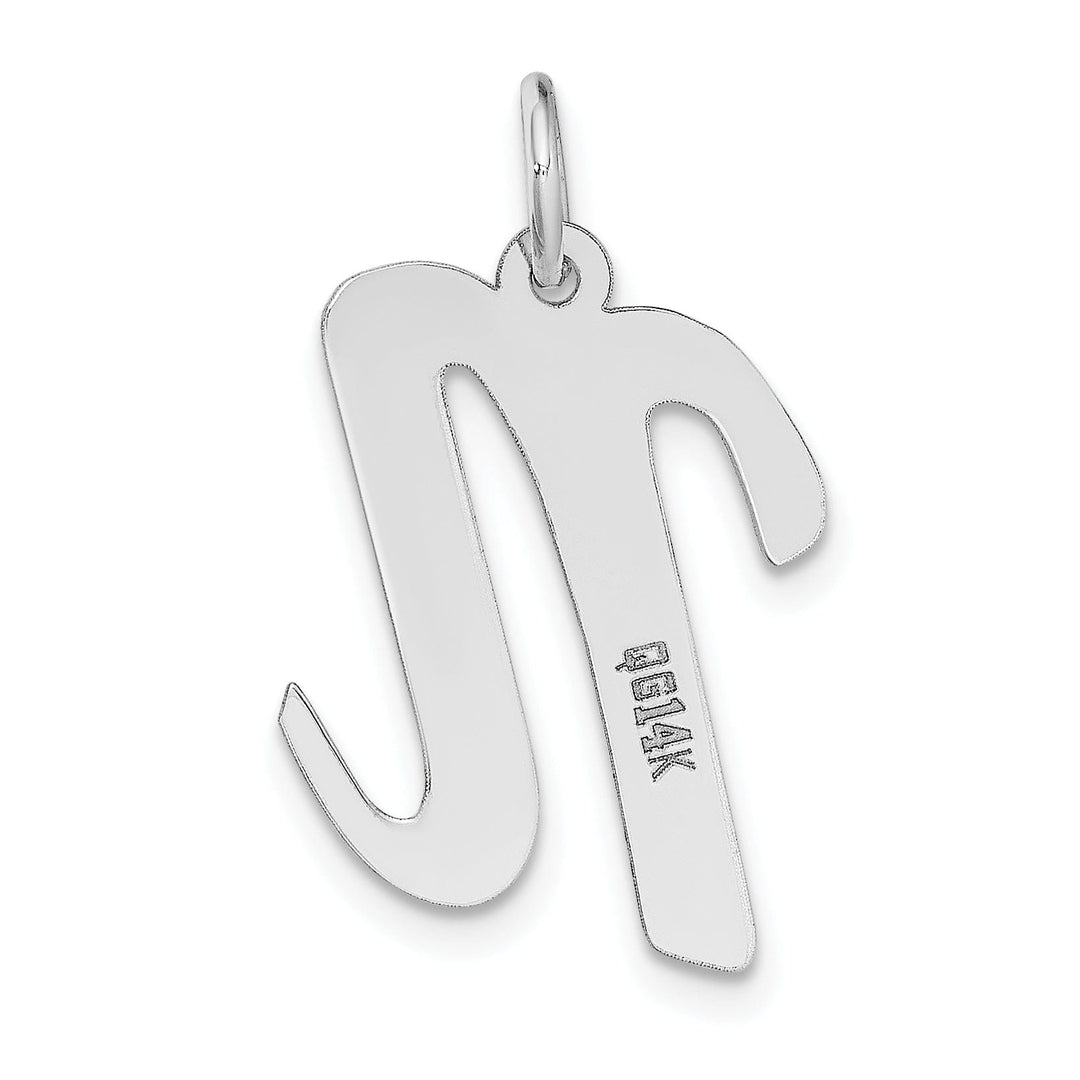 Lovely Rita's Pendants & Charms 14K White Gold Large Size Fancy Script Design Letter N Initial Pendant