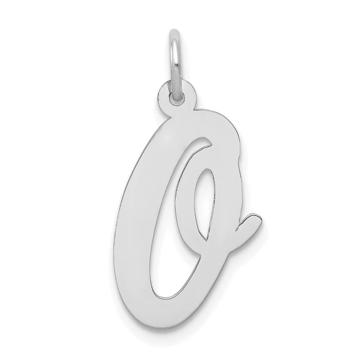 Lovely Rita's Pendants & Charms 14K White Gold Large Size Fancy Script Design Letter O Initial Pendant