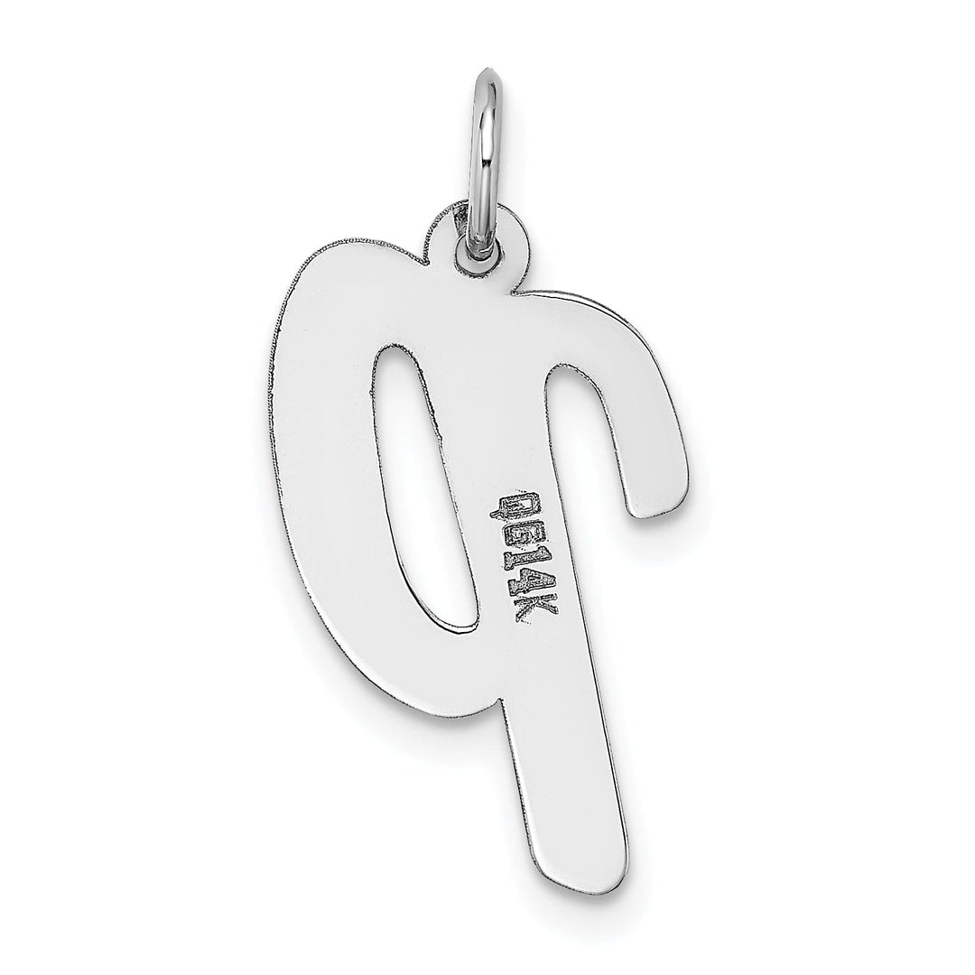 Lovely Rita's Pendants & Charms 14K White Gold Large Size Fancy Script Design Letter P Initial Pendant