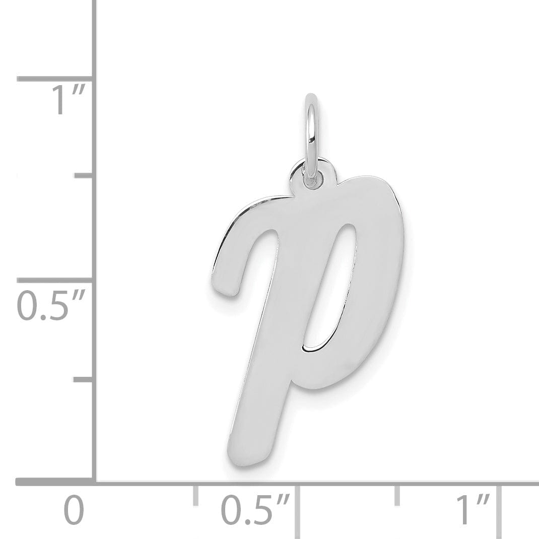 Lovely Rita's Pendants & Charms 14K White Gold Large Size Fancy Script Design Letter P Initial Pendant