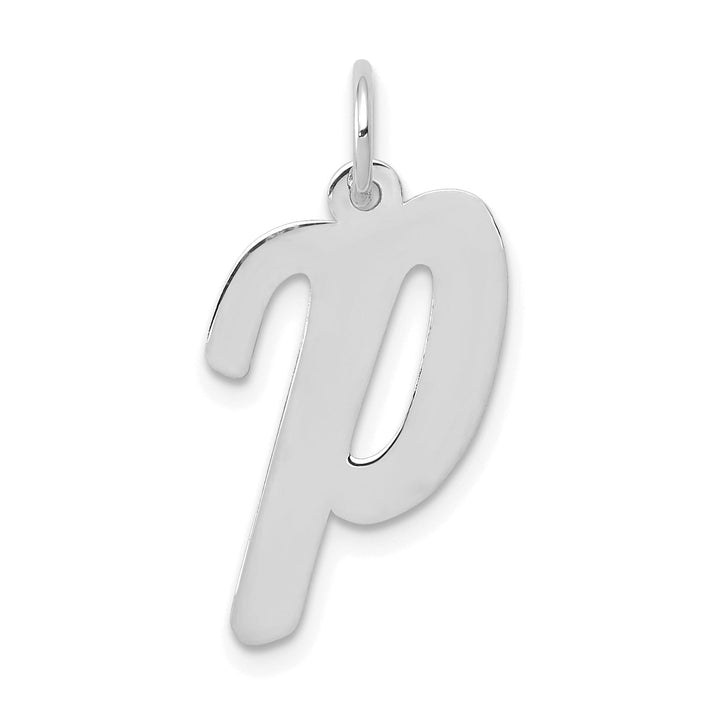 Lovely Rita's Pendants & Charms 14K White Gold Large Size Fancy Script Design Letter P Initial Pendant