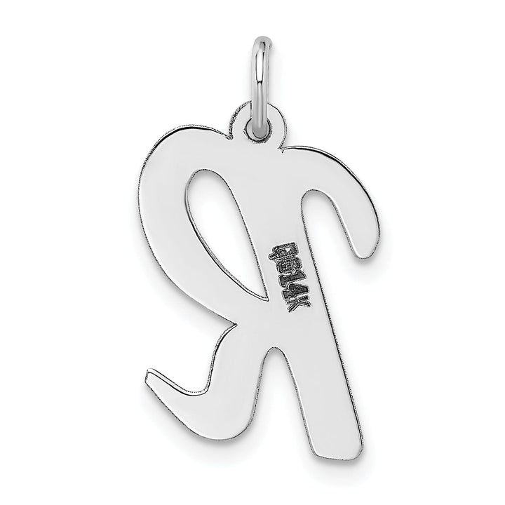 Lovely Rita's Pendants & Charms 14K White Gold Large Size Fancy Script Design Letter R Initial Pendant