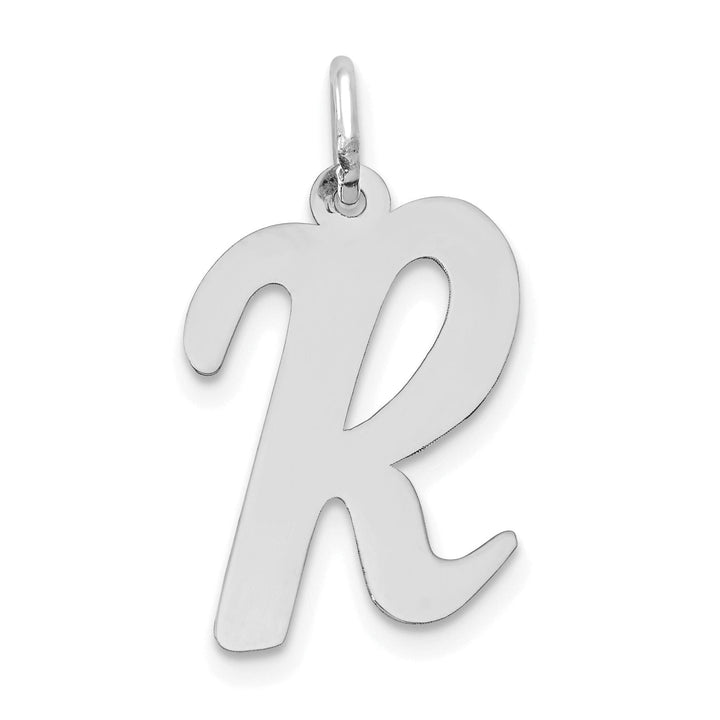 Lovely Rita's Pendants & Charms 14K White Gold Large Size Fancy Script Design Letter R Initial Pendant