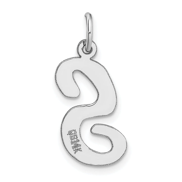 Lovely Rita's Pendants & Charms 14K White Gold Large Size Fancy Script Design Letter S Initial Pendant