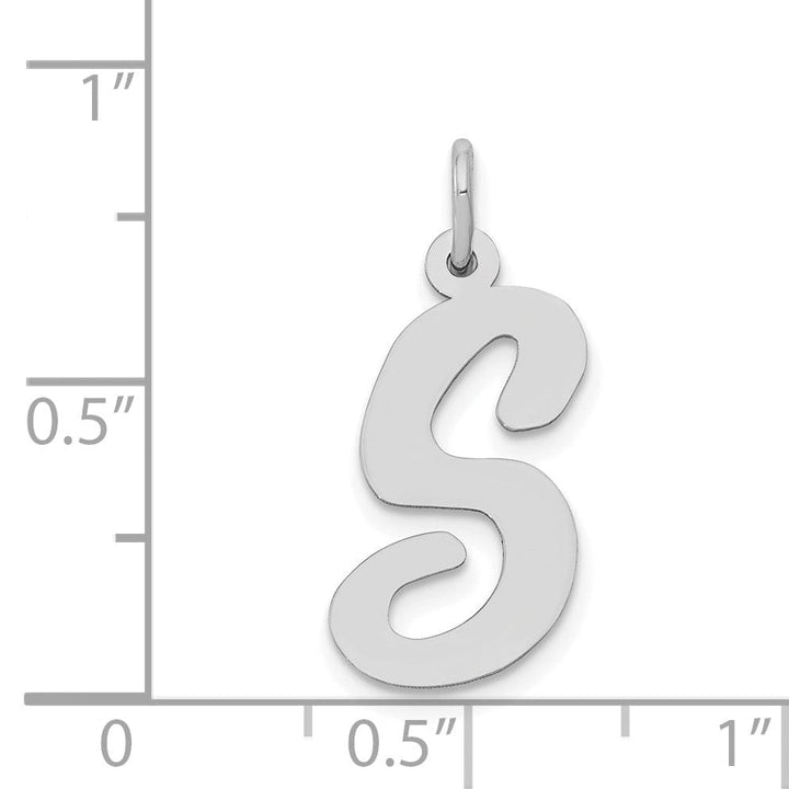 Lovely Rita's Pendants & Charms 14K White Gold Large Size Fancy Script Design Letter S Initial Pendant