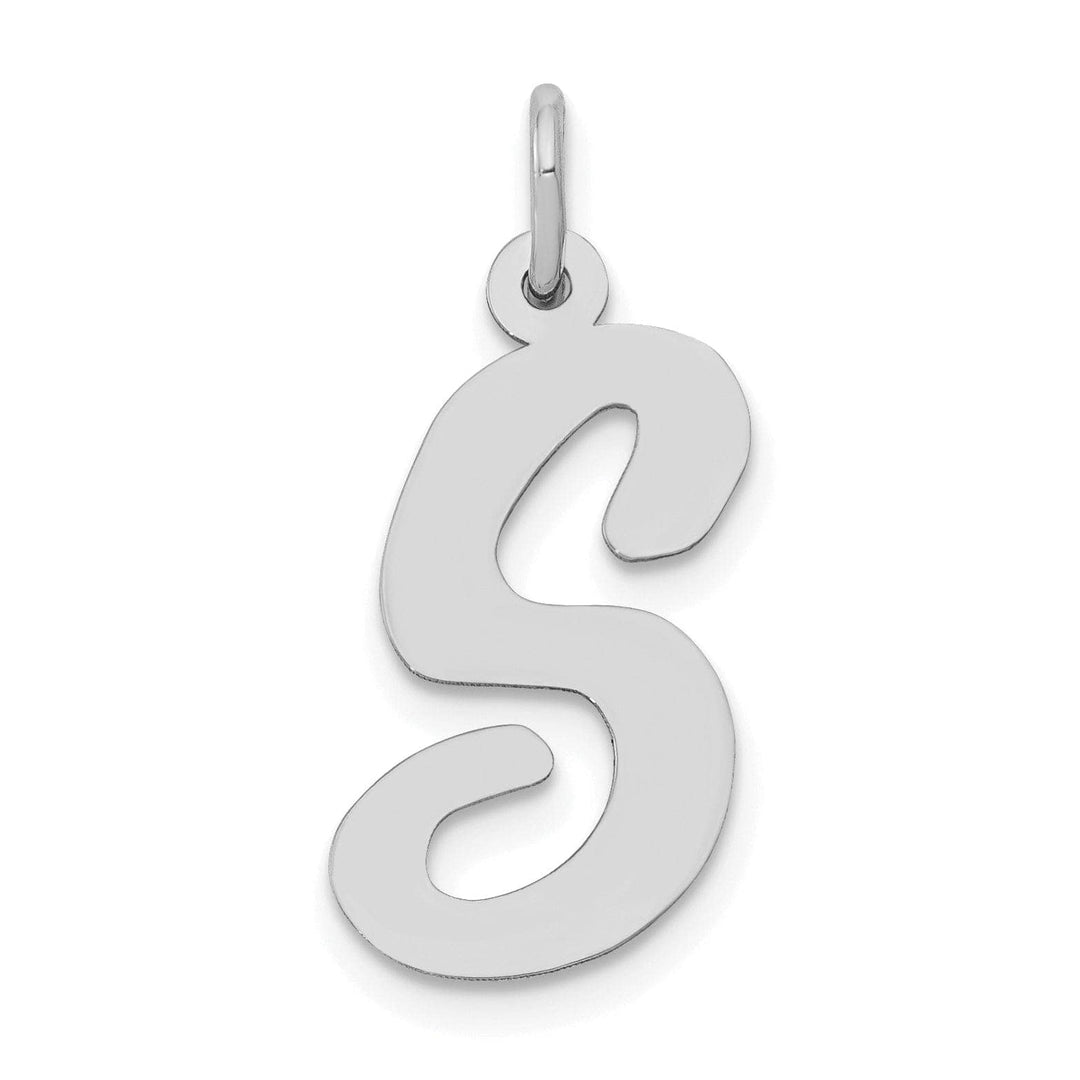 Lovely Rita's Pendants & Charms 14K White Gold Large Size Fancy Script Design Letter S Initial Pendant
