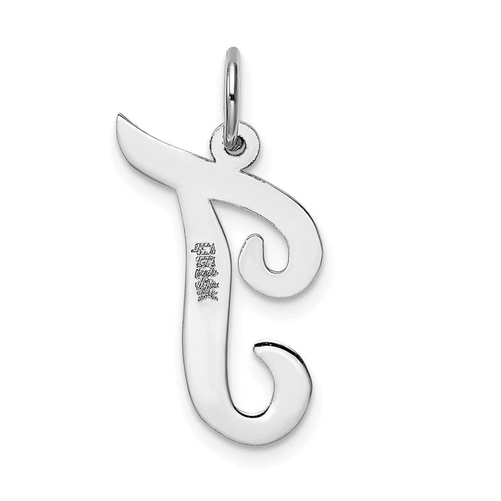 Lovely Rita's Pendants & Charms 14K White Gold Large Size Fancy Script Design Letter T Initial Pendant