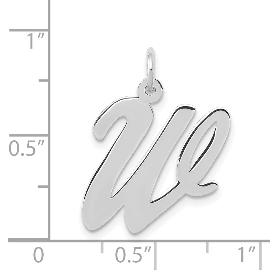Lovely Rita's Pendants & Charms 14K White Gold Large Size Fancy Script Design Letter W Initial Pendant