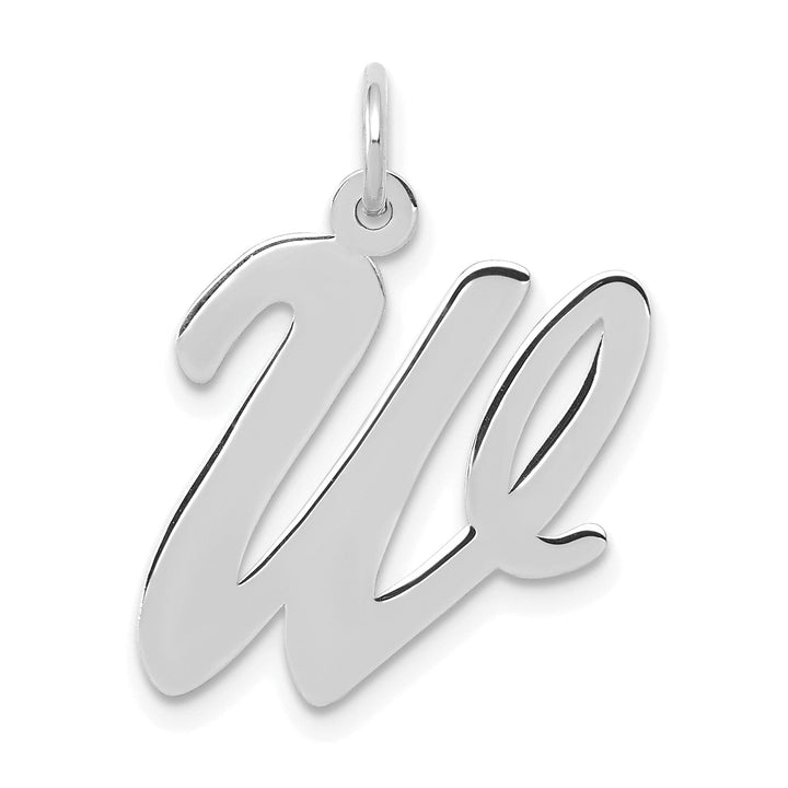 Lovely Rita's Pendants & Charms 14K White Gold Large Size Fancy Script Design Letter W Initial Pendant